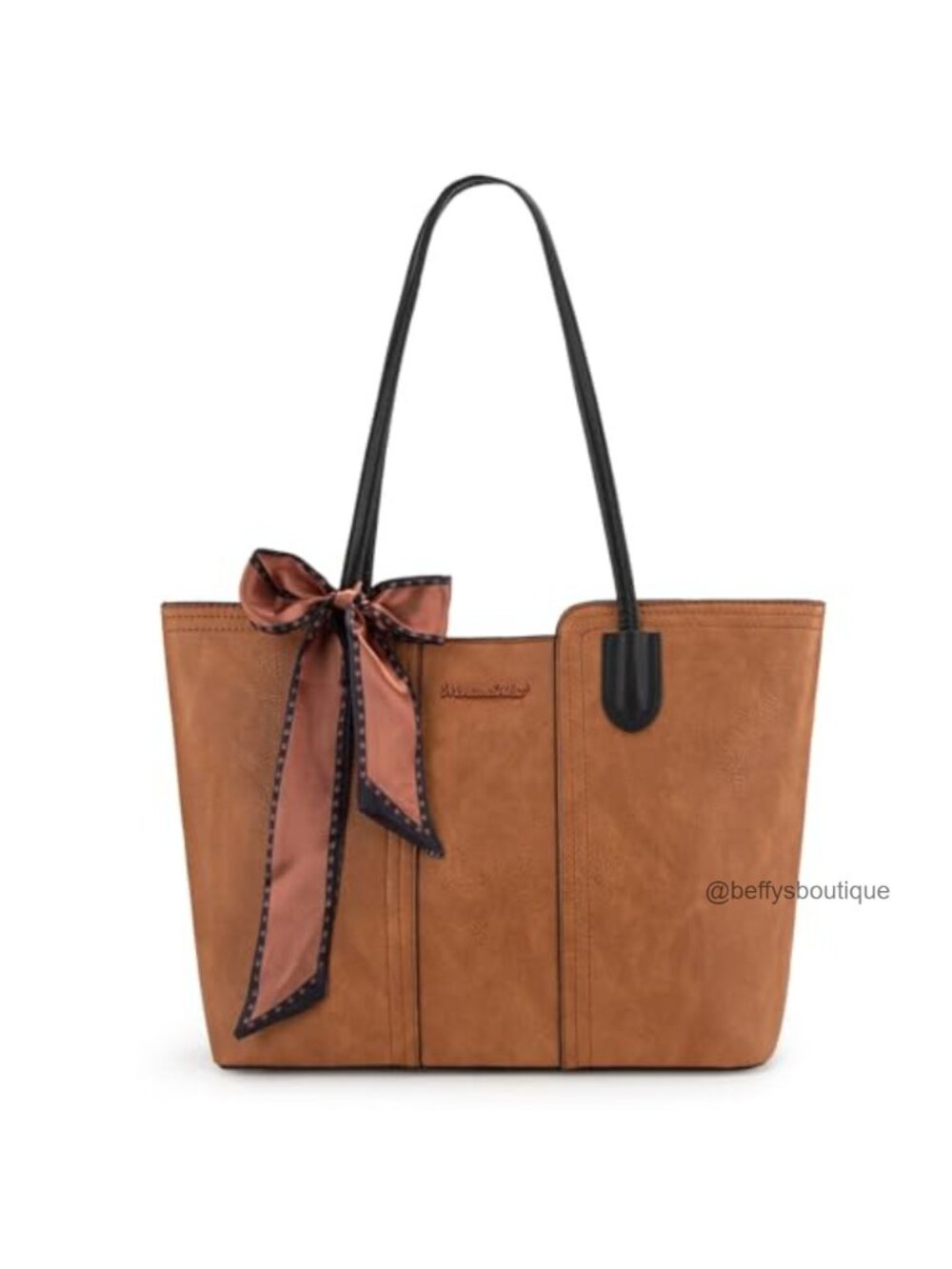 Vegan Leather Satchel Tote Bag Top Zip Work Purse with Scarf